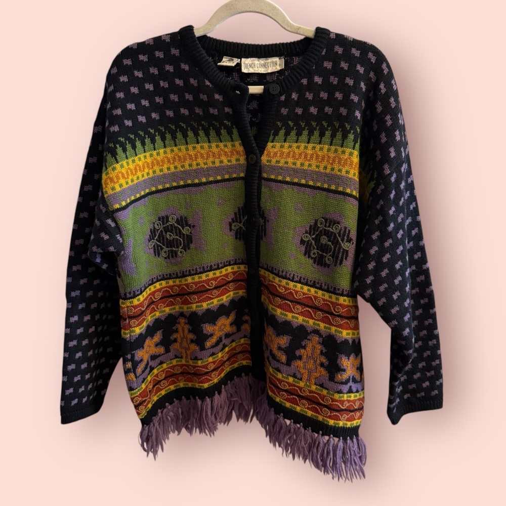 Vintage French Connection Fair Isle Wool Cardigan